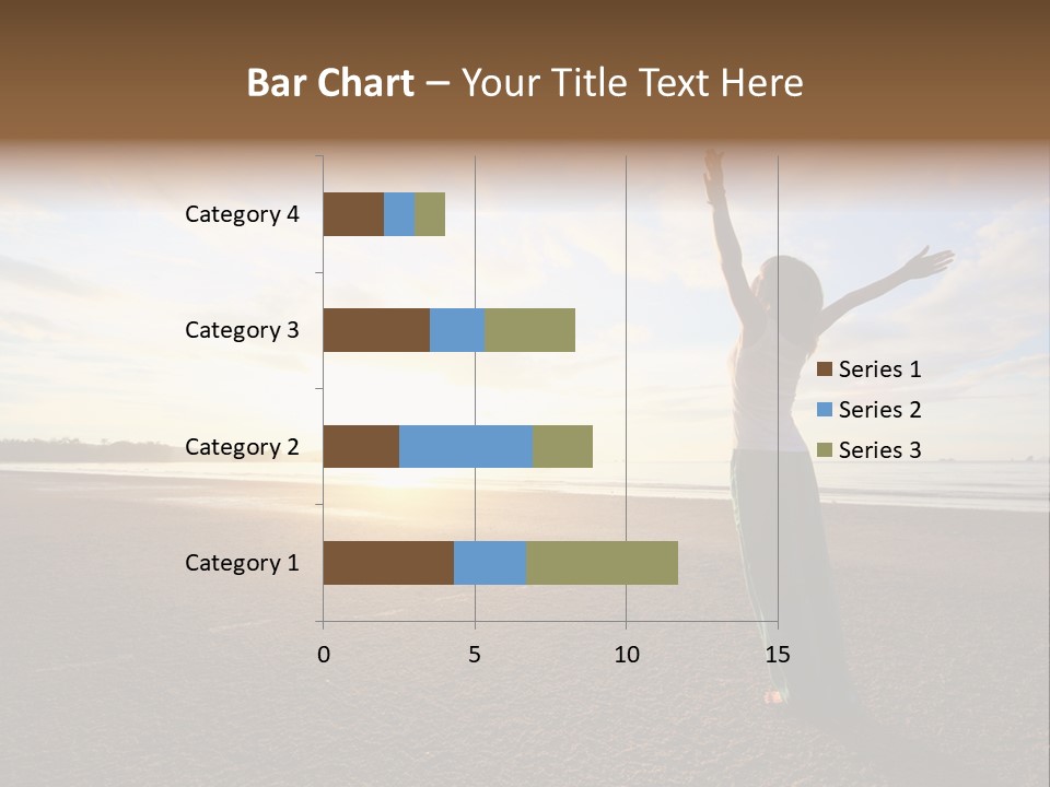 A Woman Standing On A Beach With Her Arms In The Air PowerPoint Template