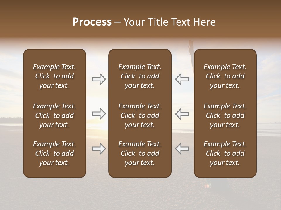 A Woman Standing On A Beach With Her Arms In The Air PowerPoint Template