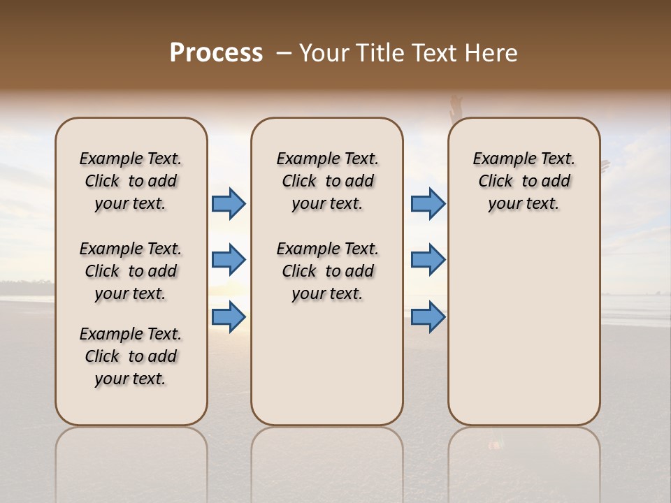 A Woman Standing On A Beach With Her Arms In The Air PowerPoint Template