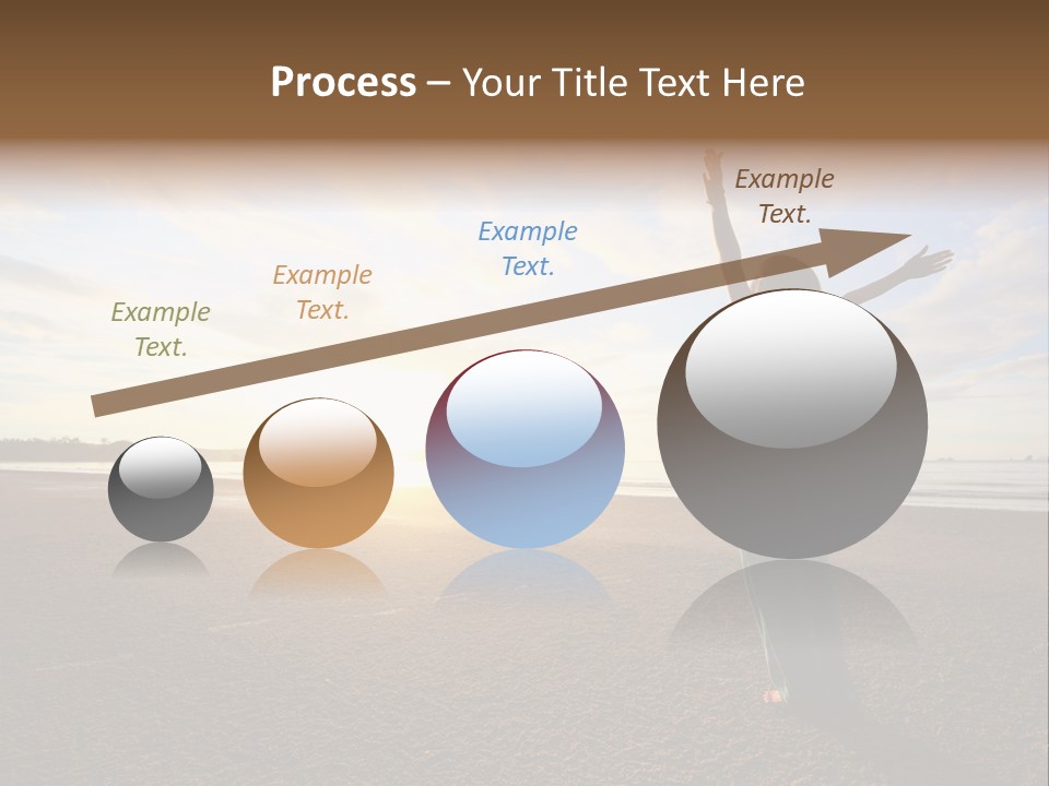 A Woman Standing On A Beach With Her Arms In The Air PowerPoint Template