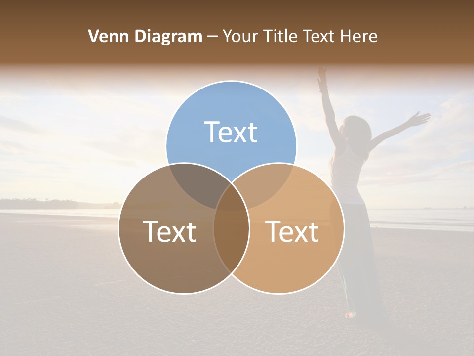 A Woman Standing On A Beach With Her Arms In The Air PowerPoint Template