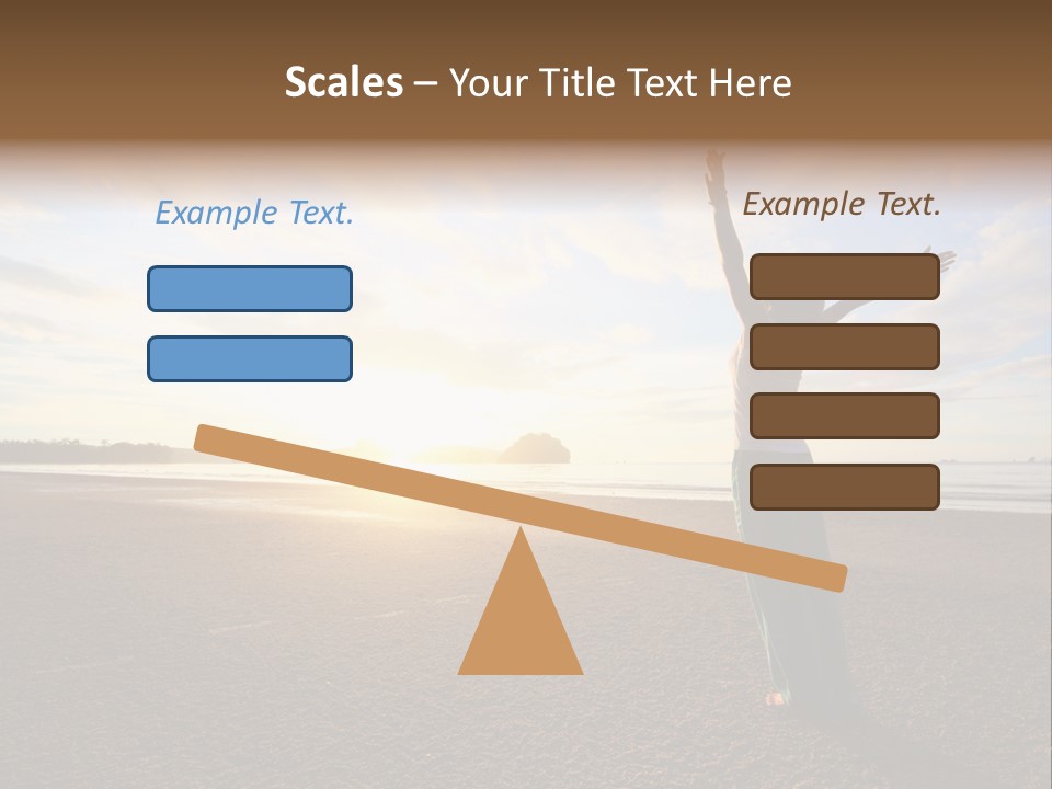 A Woman Standing On A Beach With Her Arms In The Air PowerPoint Template