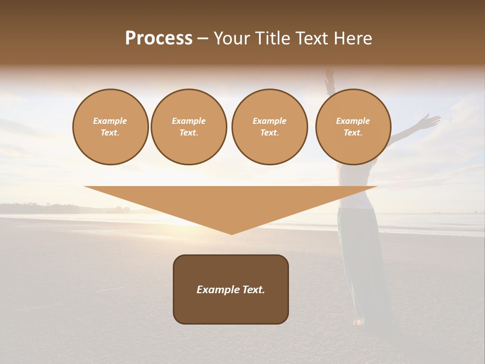 A Woman Standing On A Beach With Her Arms In The Air PowerPoint Template