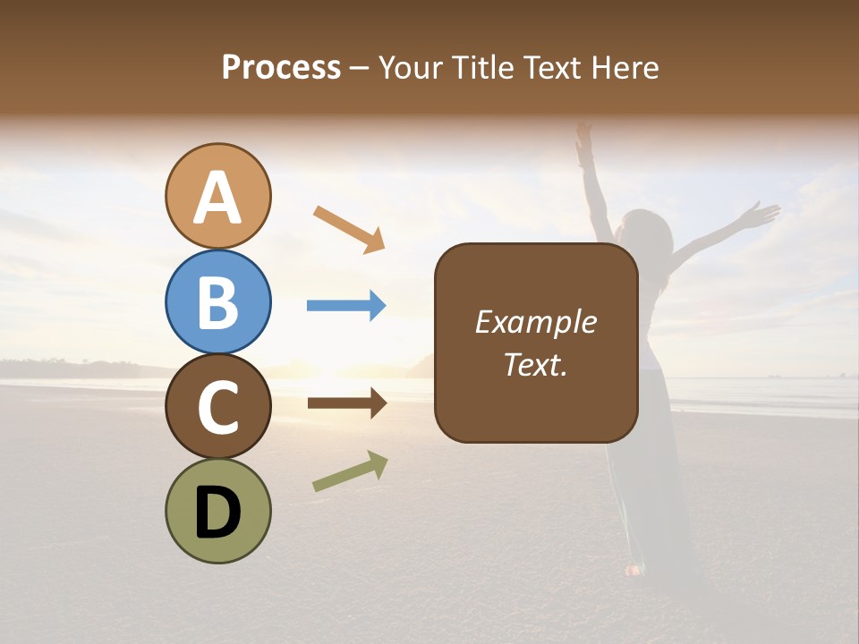 A Woman Standing On A Beach With Her Arms In The Air PowerPoint Template