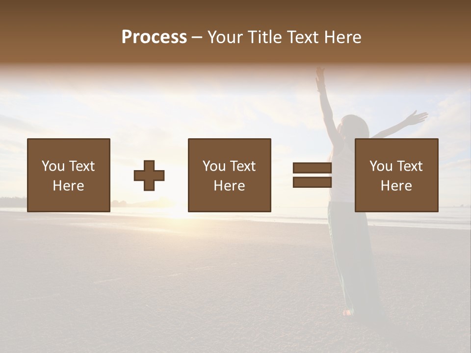 A Woman Standing On A Beach With Her Arms In The Air PowerPoint Template