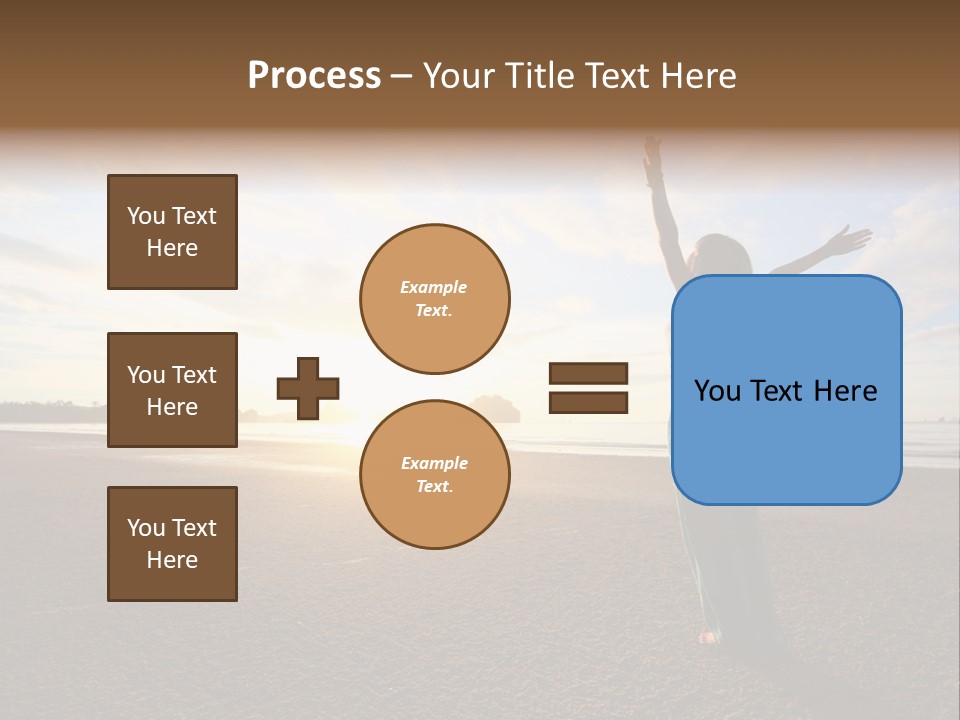 A Woman Standing On A Beach With Her Arms In The Air PowerPoint Template