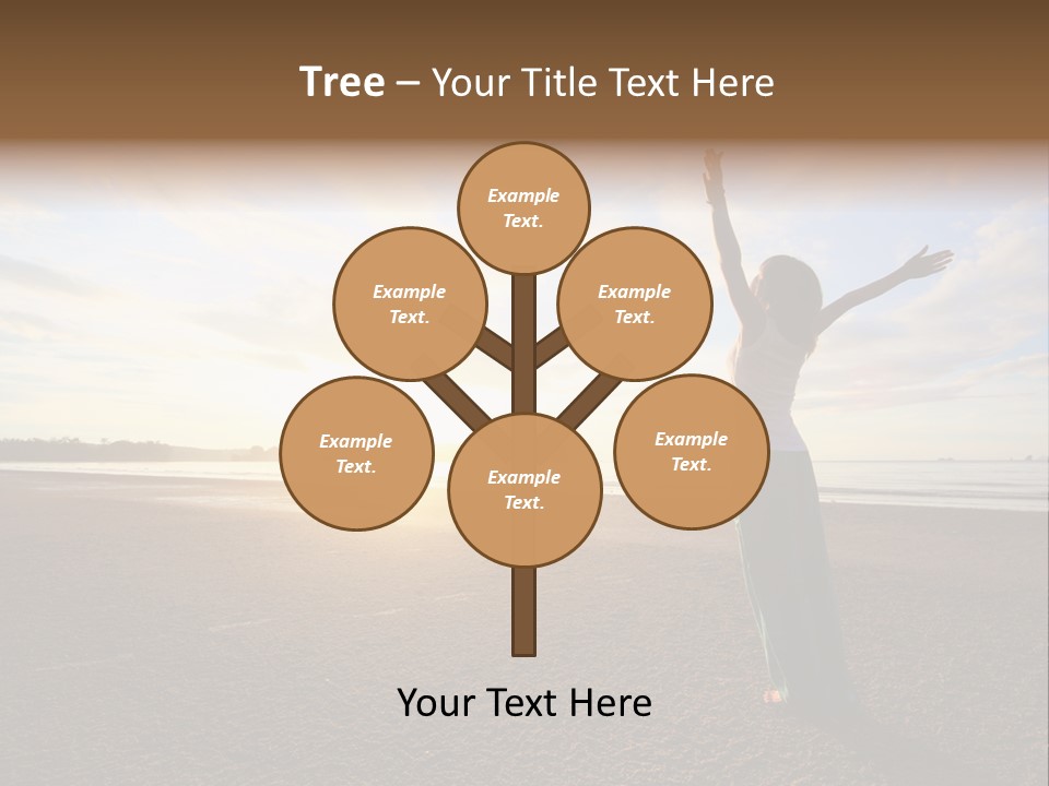 A Woman Standing On A Beach With Her Arms In The Air PowerPoint Template