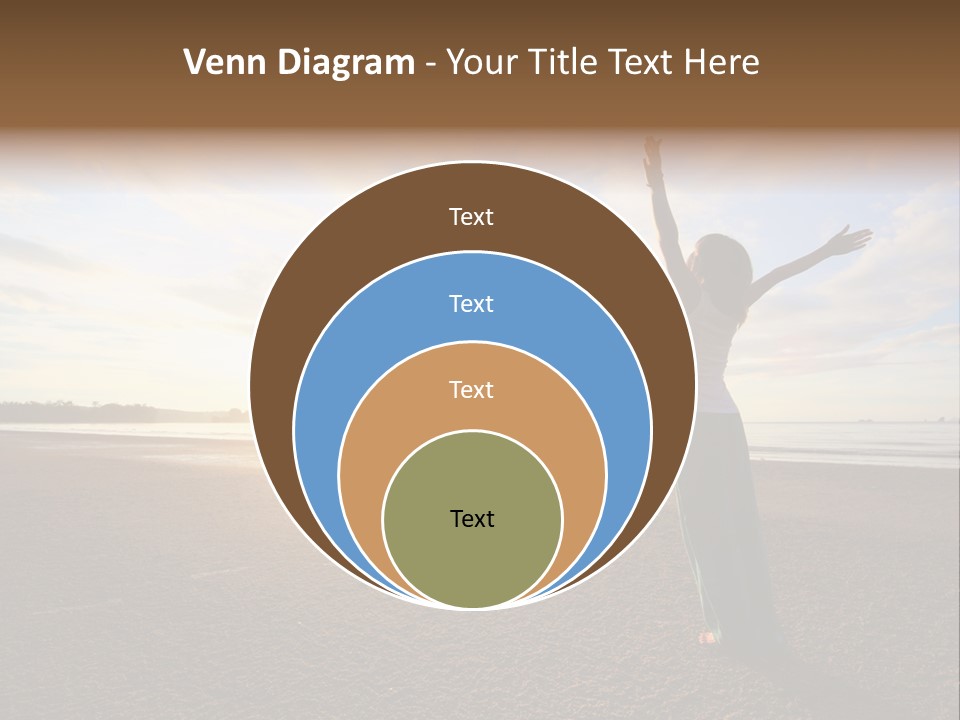 A Woman Standing On A Beach With Her Arms In The Air PowerPoint Template