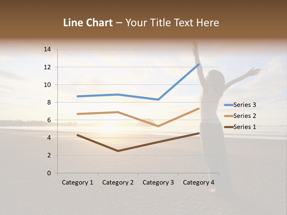 A Woman Standing On A Beach With Her Arms In The Air PowerPoint Template