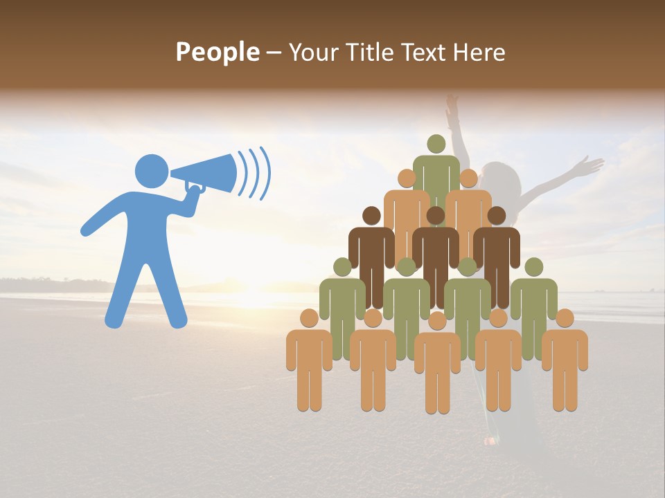 A Woman Standing On A Beach With Her Arms In The Air PowerPoint Template