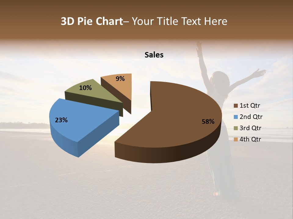 A Woman Standing On A Beach With Her Arms In The Air PowerPoint Template