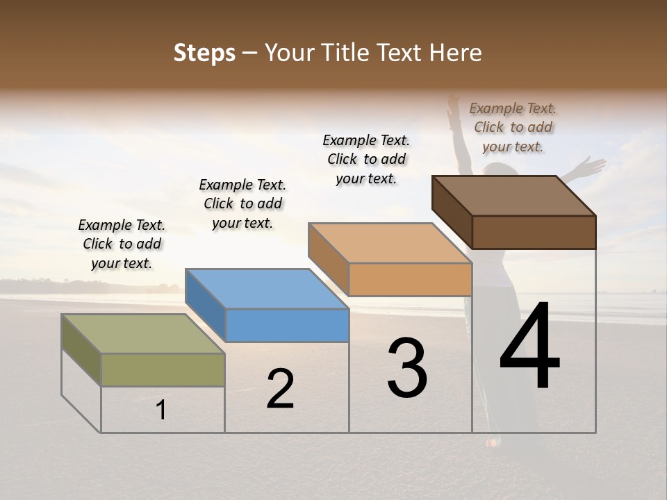 A Woman Standing On A Beach With Her Arms In The Air PowerPoint Template