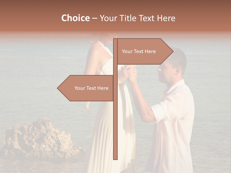 A Man And Woman Standing On A Beach Holding Hands PowerPoint Template