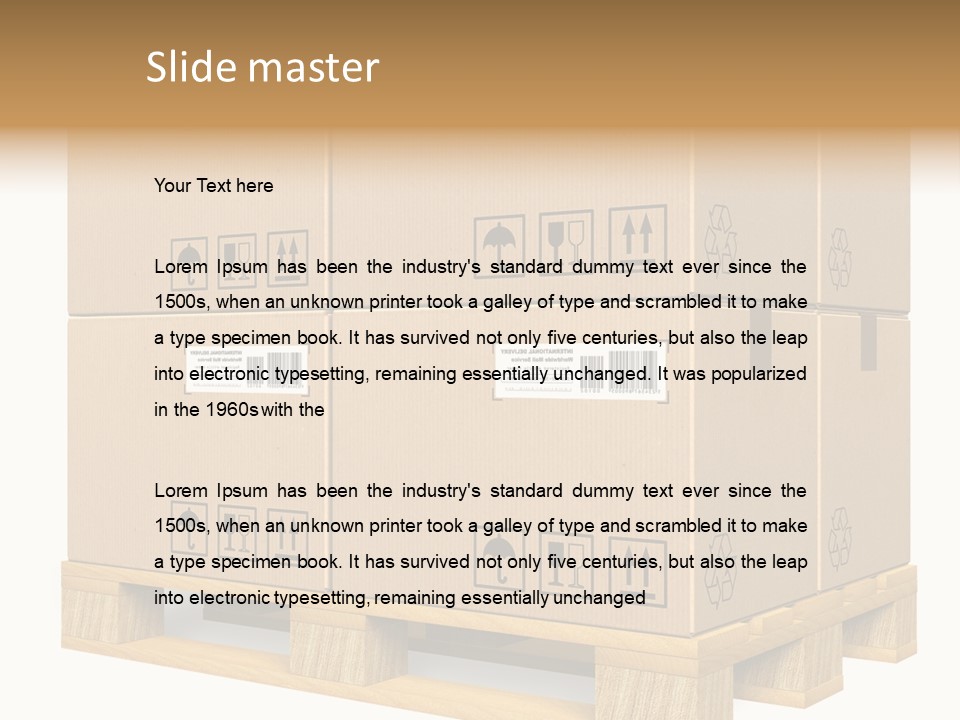 A Bunch Of Boxes Sitting On Top Of A Wooden Pallet PowerPoint Template