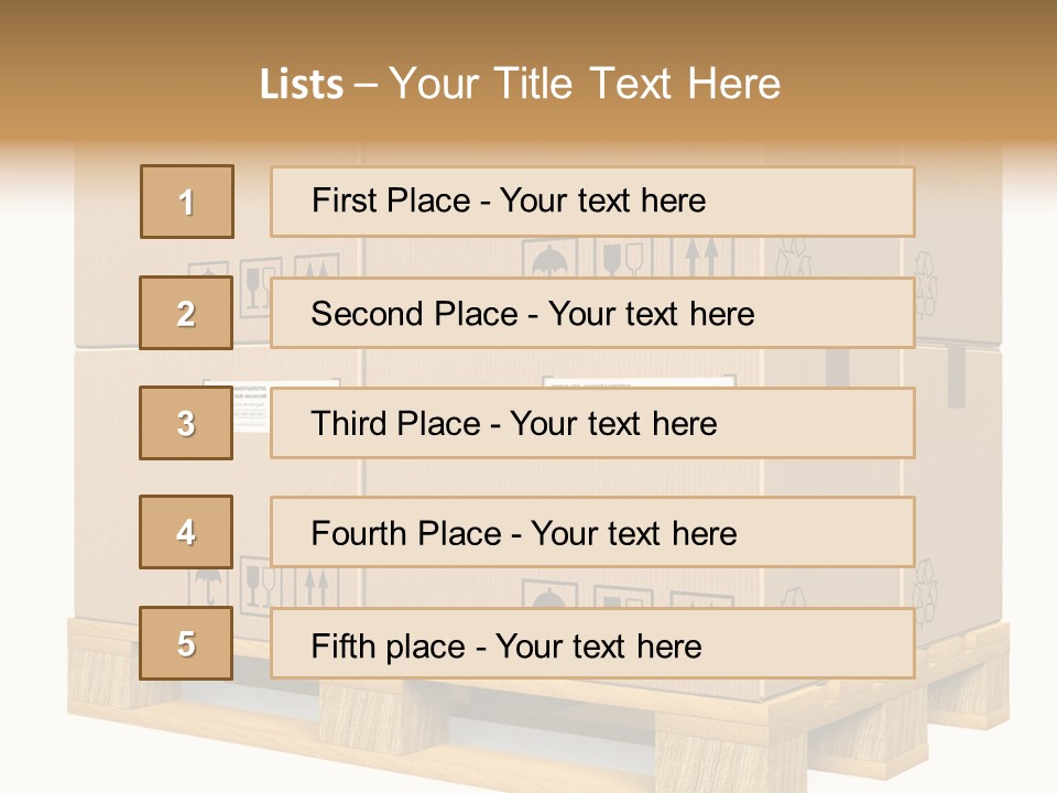A Bunch Of Boxes Sitting On Top Of A Wooden Pallet PowerPoint Template