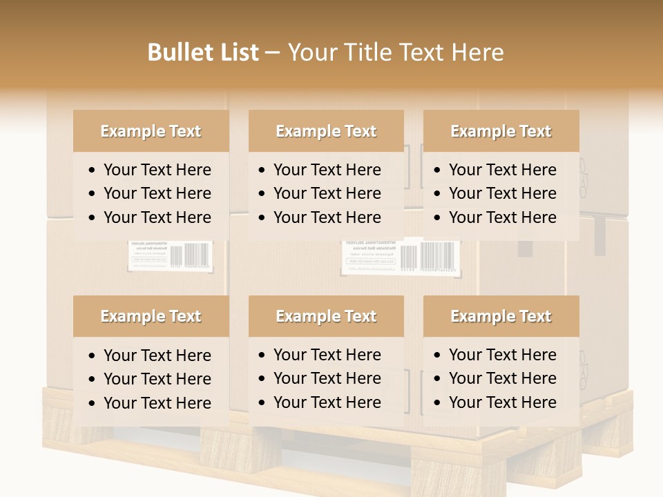 A Bunch Of Boxes Sitting On Top Of A Wooden Pallet PowerPoint Template