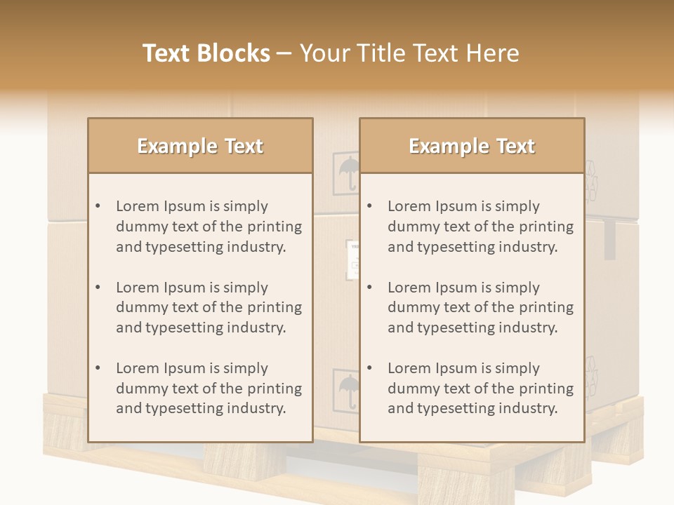 A Bunch Of Boxes Sitting On Top Of A Wooden Pallet PowerPoint Template