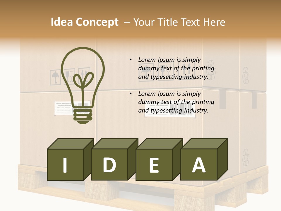 A Bunch Of Boxes Sitting On Top Of A Wooden Pallet PowerPoint Template