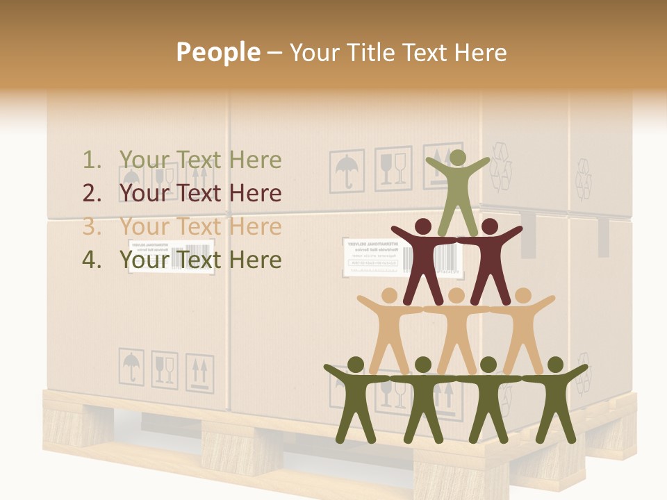 A Bunch Of Boxes Sitting On Top Of A Wooden Pallet PowerPoint Template