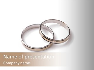 Two Silver Wedding Rings On A White Background PowerPoint Template