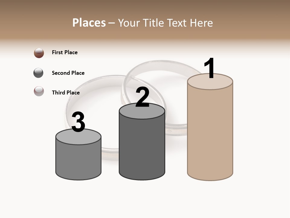 Two Silver Wedding Rings On A White Background PowerPoint Template