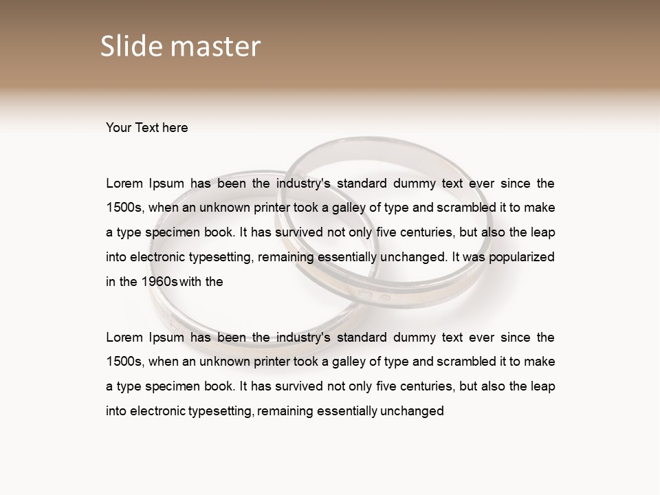 Two Silver Wedding Rings On A White Background PowerPoint Template