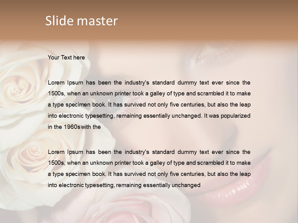 A Woman With Blue Eyes Holding A White Rose PowerPoint Template