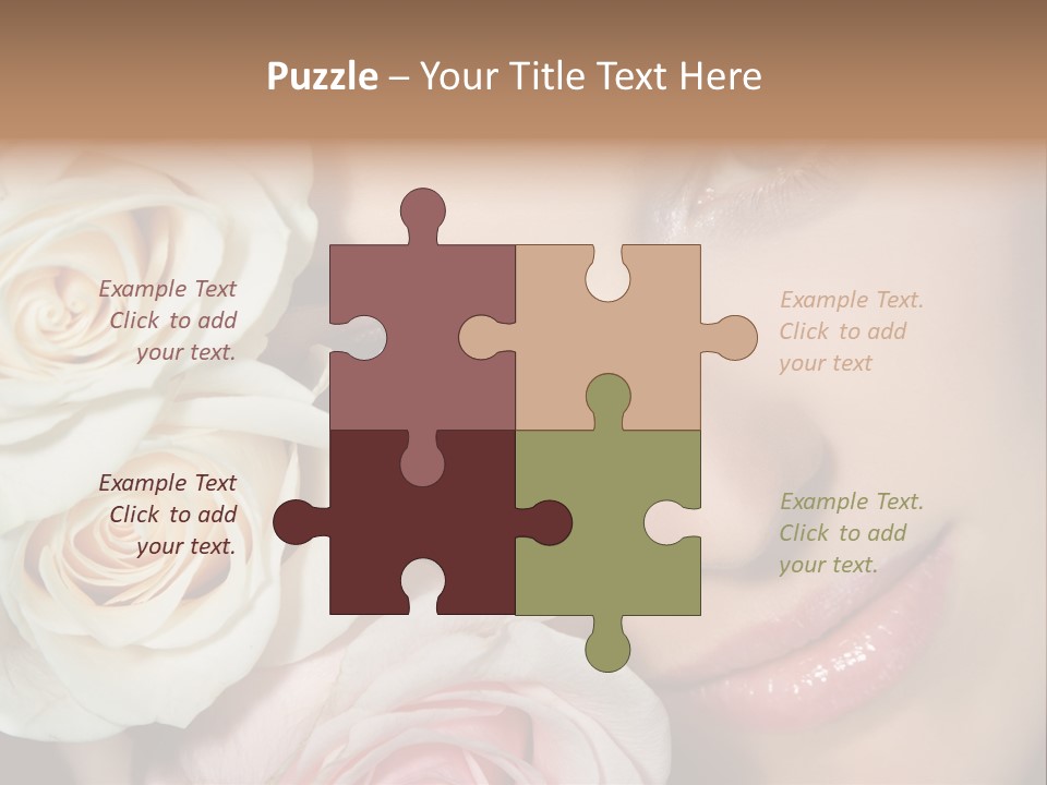 A Woman With Blue Eyes Holding A White Rose PowerPoint Template