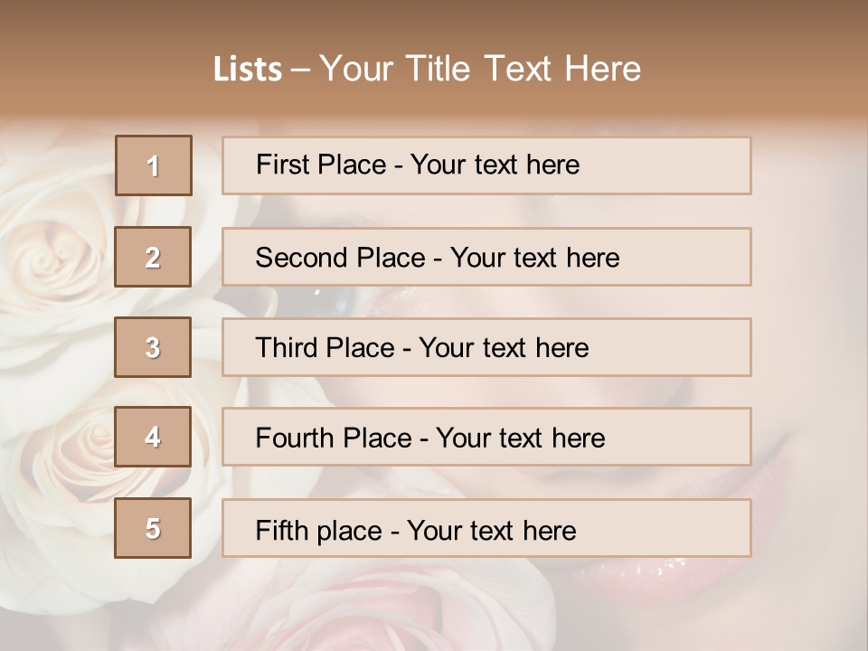 A Woman With Blue Eyes Holding A White Rose PowerPoint Template