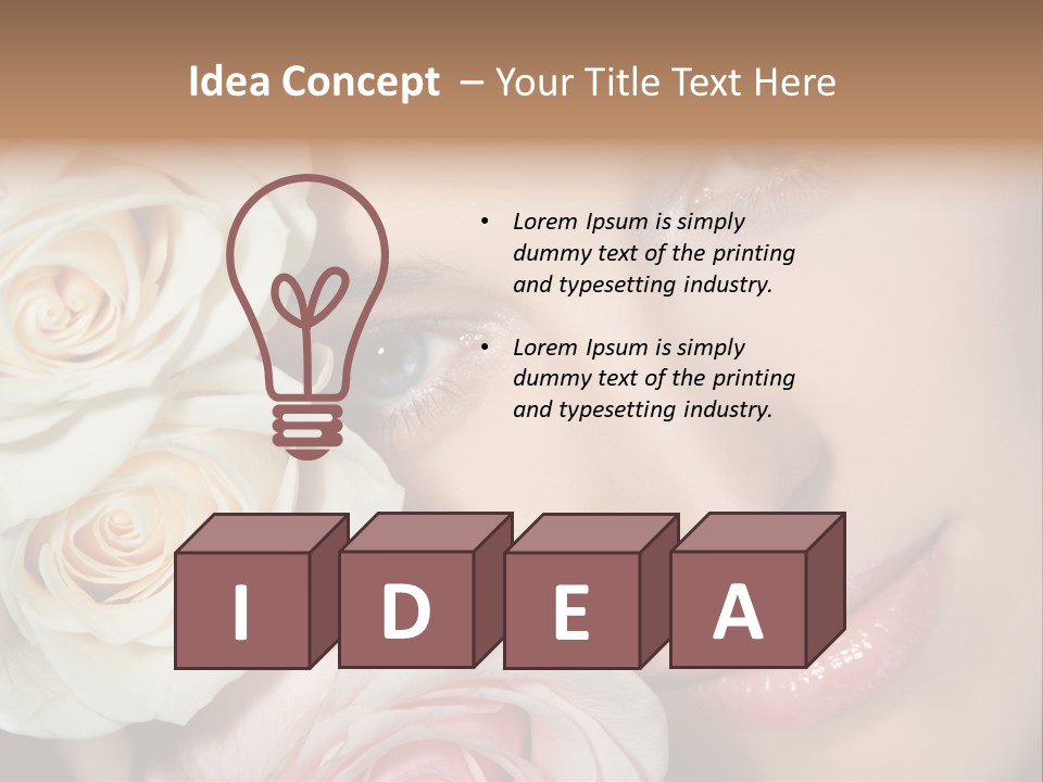 A Woman With Blue Eyes Holding A White Rose PowerPoint Template