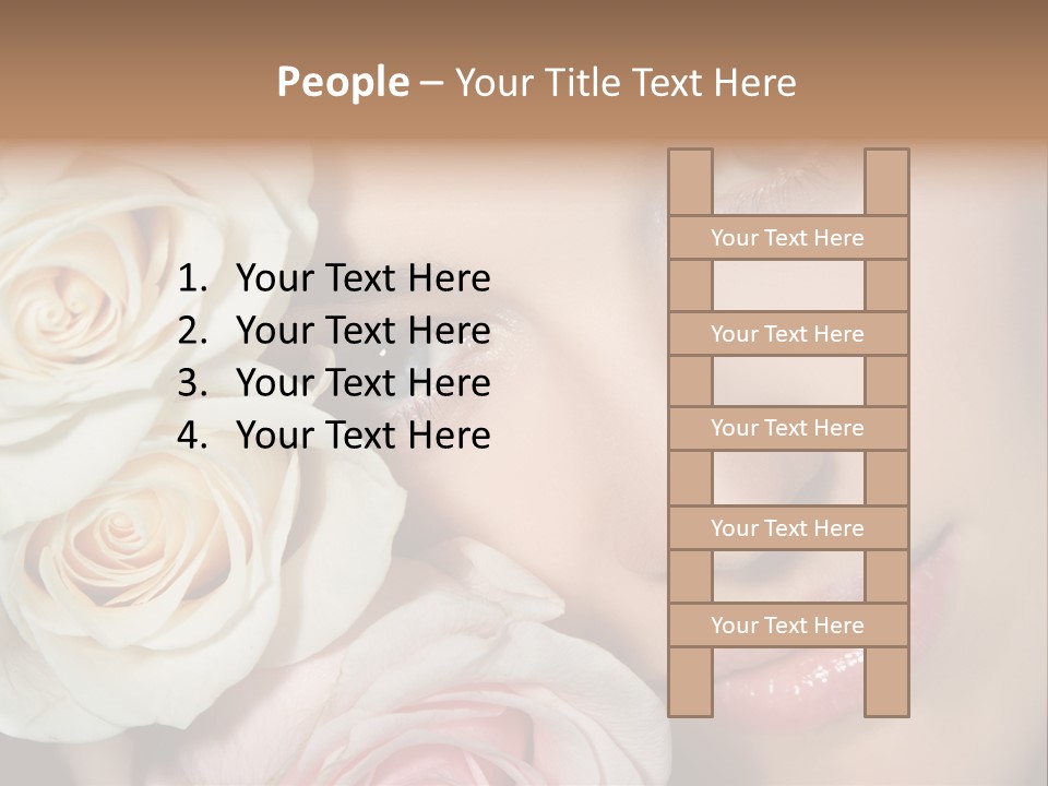 A Woman With Blue Eyes Holding A White Rose PowerPoint Template