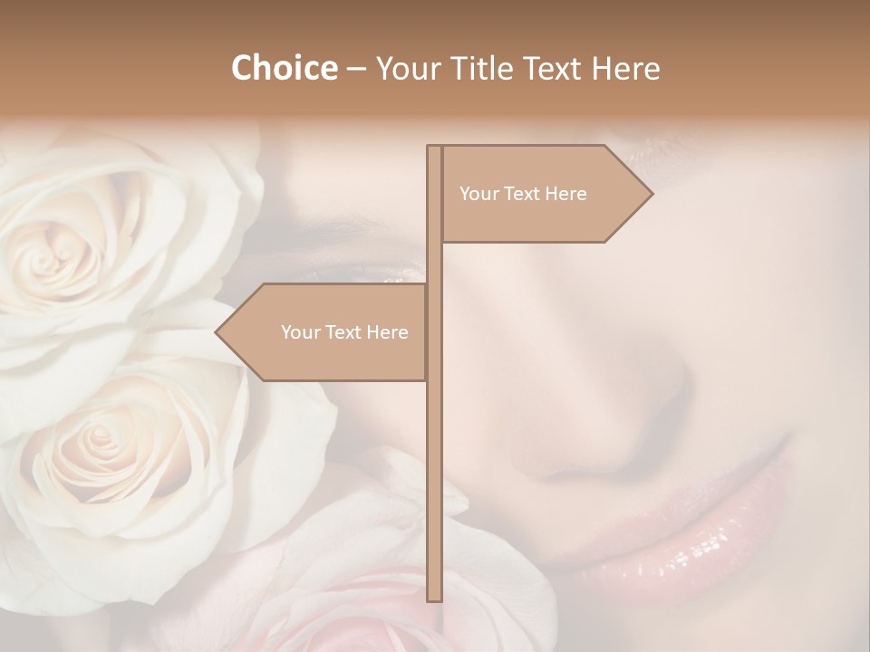 A Woman With Blue Eyes Holding A White Rose PowerPoint Template