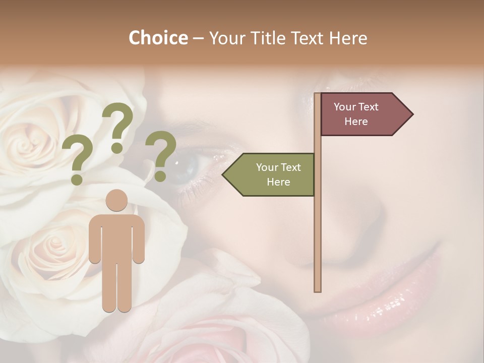 A Woman With Blue Eyes Holding A White Rose PowerPoint Template