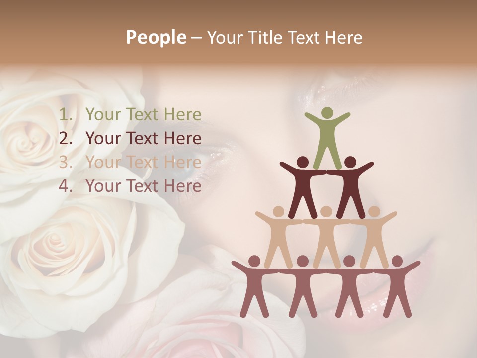 A Woman With Blue Eyes Holding A White Rose PowerPoint Template