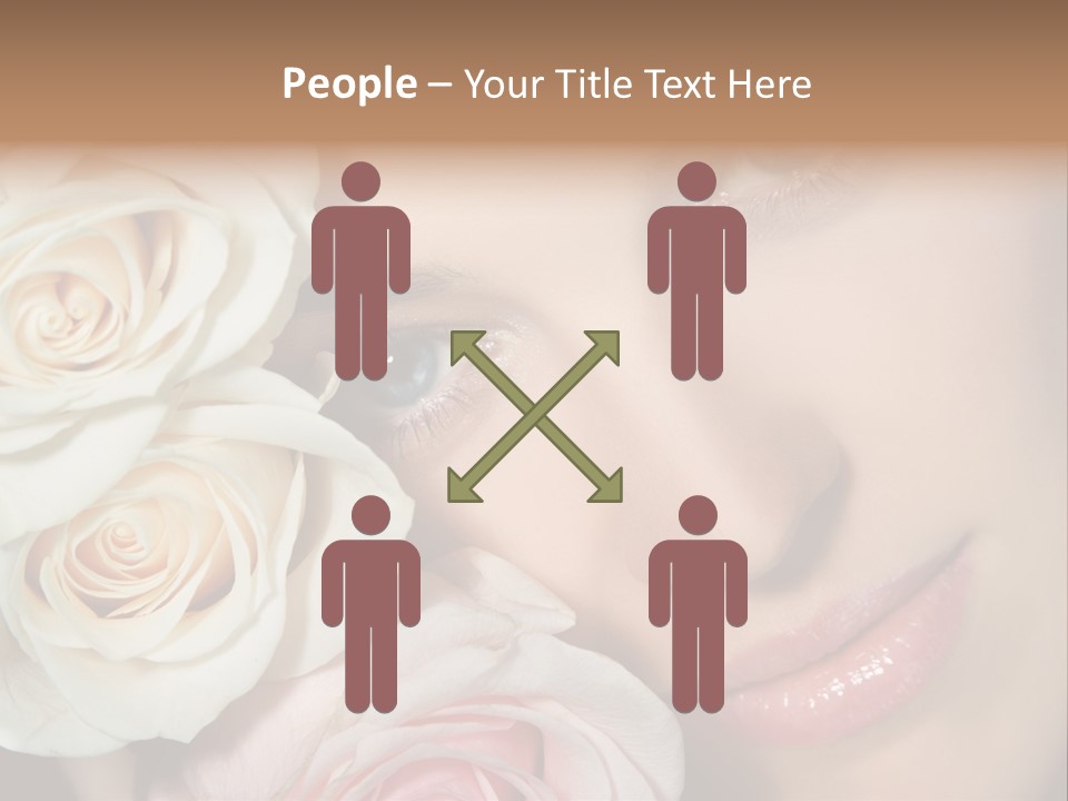 A Woman With Blue Eyes Holding A White Rose PowerPoint Template