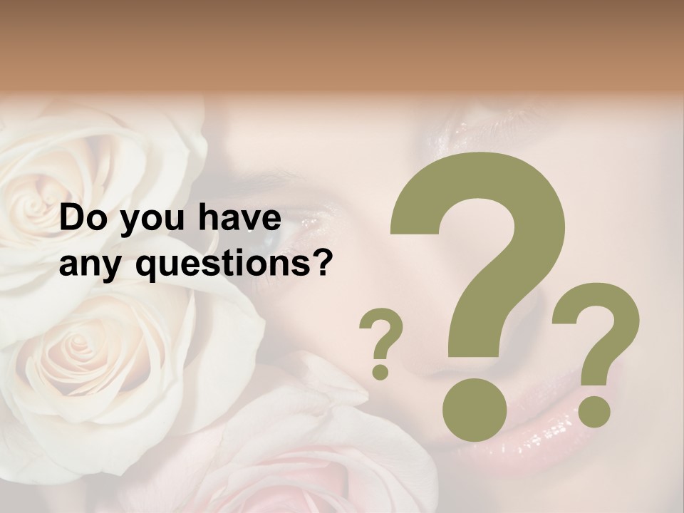 A Woman With Blue Eyes Holding A White Rose PowerPoint Template