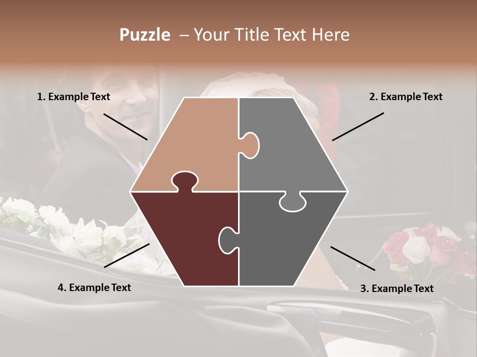 A Bride And Groom In A Horse Drawn Carriage PowerPoint Template