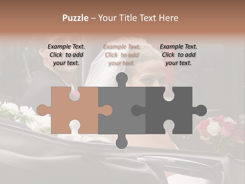 A Bride And Groom In A Horse Drawn Carriage PowerPoint Template