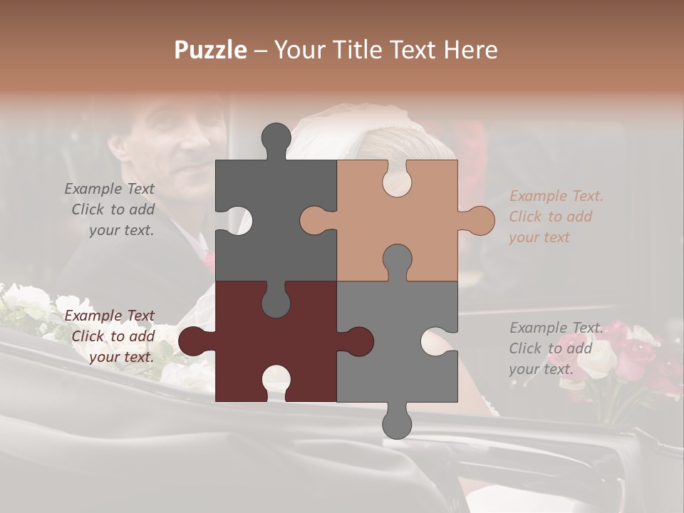 A Bride And Groom In A Horse Drawn Carriage PowerPoint Template