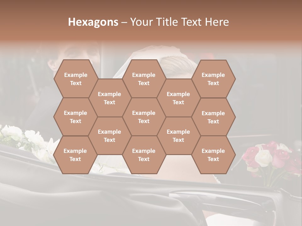 A Bride And Groom In A Horse Drawn Carriage PowerPoint Template