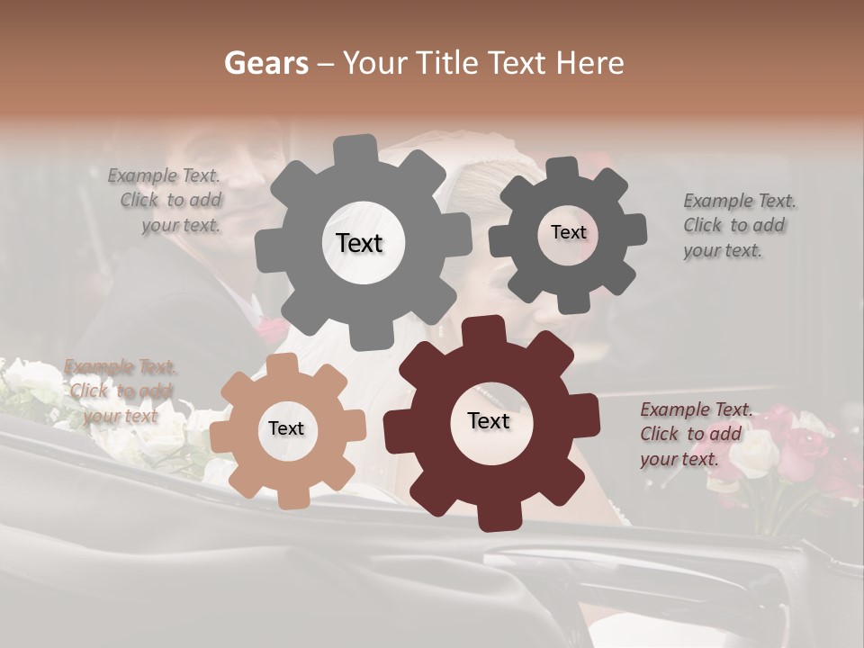 A Bride And Groom In A Horse Drawn Carriage PowerPoint Template