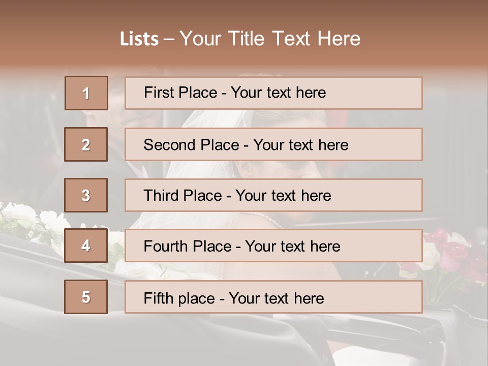 A Bride And Groom In A Horse Drawn Carriage PowerPoint Template