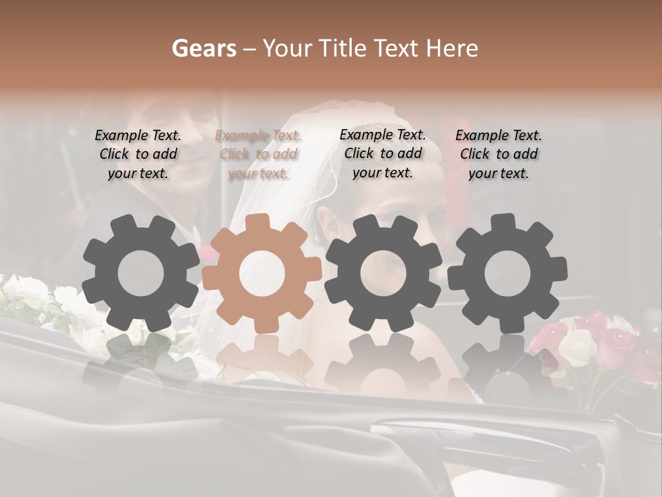 A Bride And Groom In A Horse Drawn Carriage PowerPoint Template