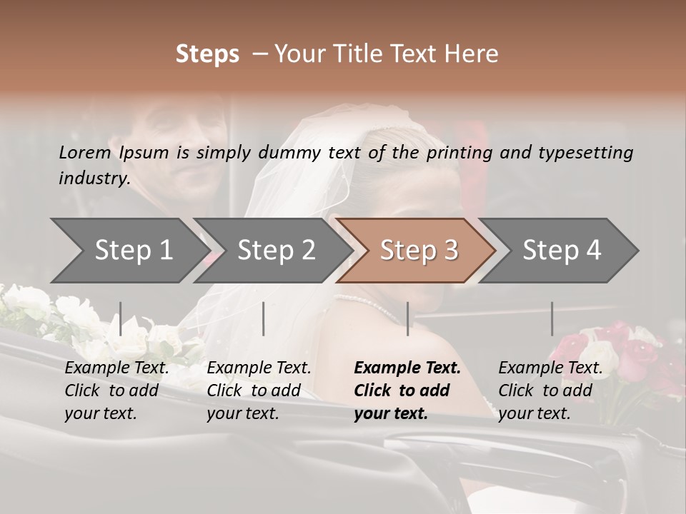 A Bride And Groom In A Horse Drawn Carriage PowerPoint Template