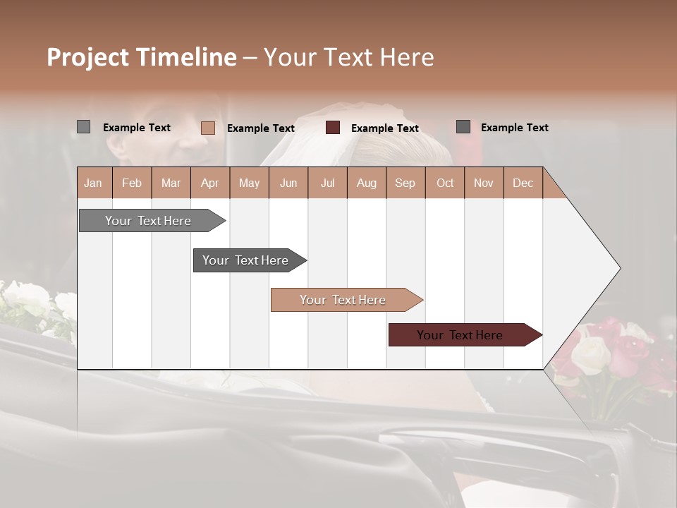 A Bride And Groom In A Horse Drawn Carriage PowerPoint Template