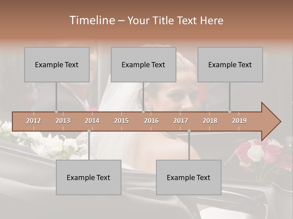 A Bride And Groom In A Horse Drawn Carriage PowerPoint Template