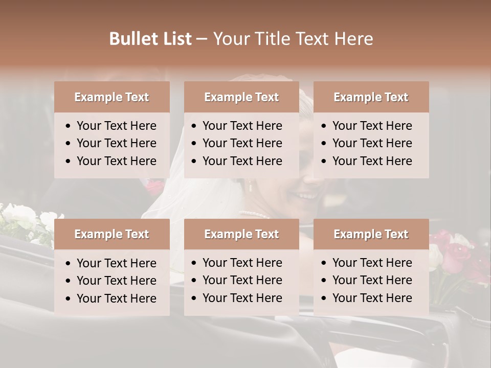 A Bride And Groom In A Horse Drawn Carriage PowerPoint Template