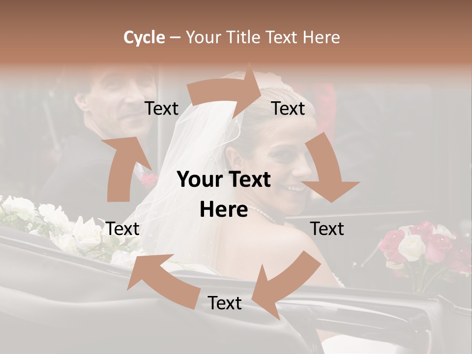 A Bride And Groom In A Horse Drawn Carriage PowerPoint Template