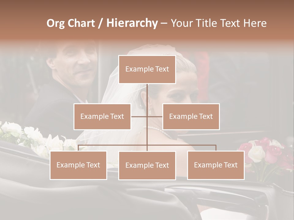 A Bride And Groom In A Horse Drawn Carriage PowerPoint Template