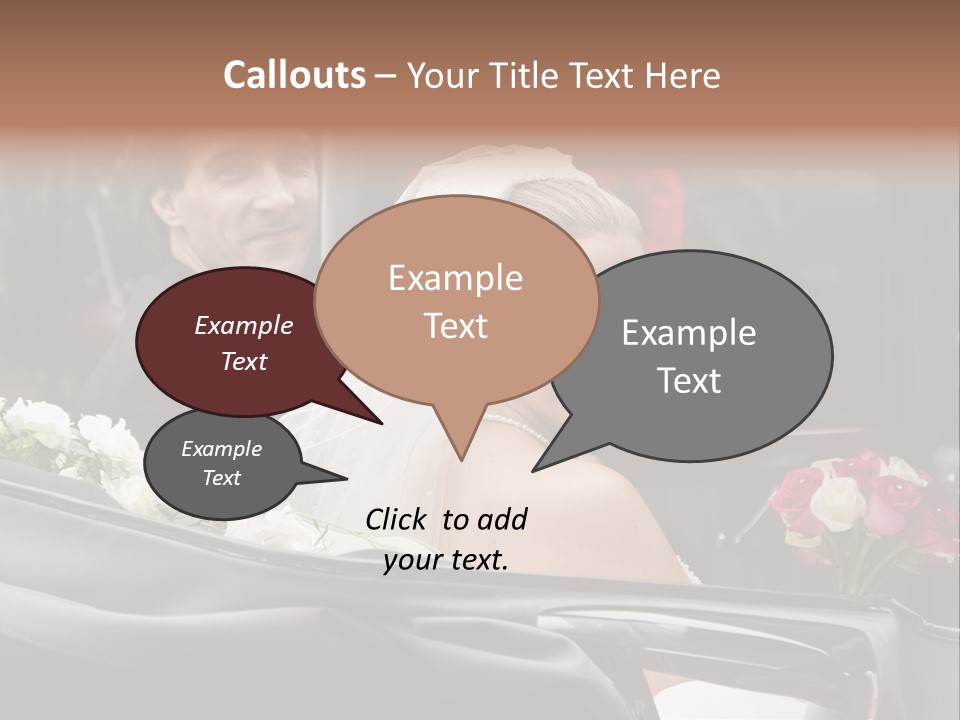 A Bride And Groom In A Horse Drawn Carriage PowerPoint Template